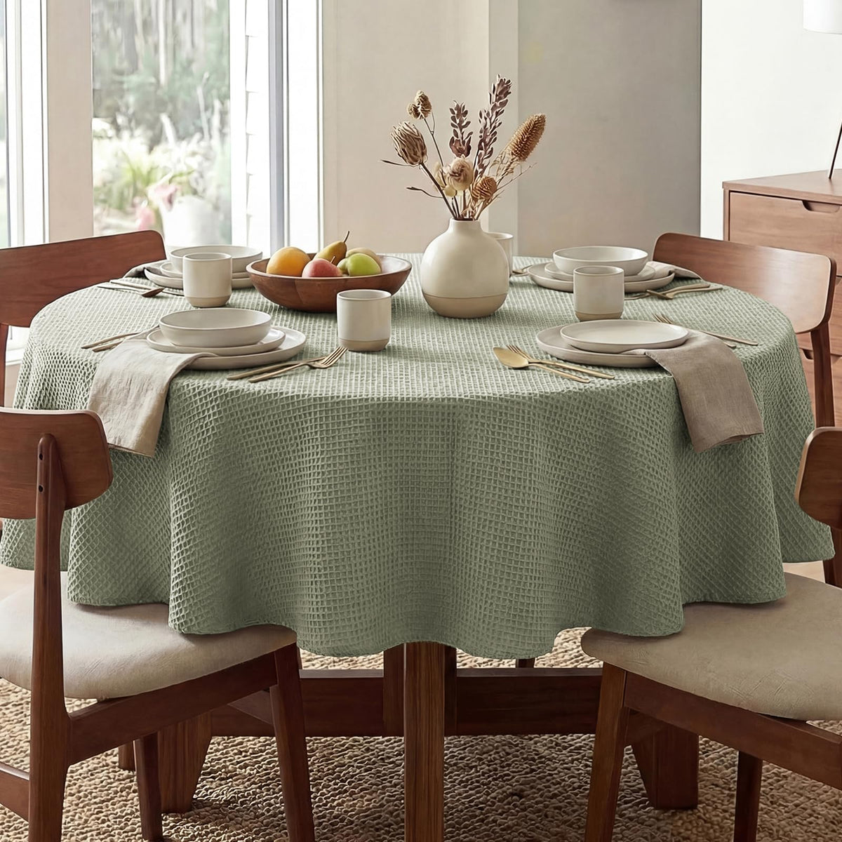 H.VERSAILTEX Rectangle Tablecloth Waffle Textured Waterproof Table Cloth Stain Resistant Wrinkle Free Washable Decorative Table Cover for Dining, Kitchen, Wedding and Parties (54x108 Inch,Taupe)