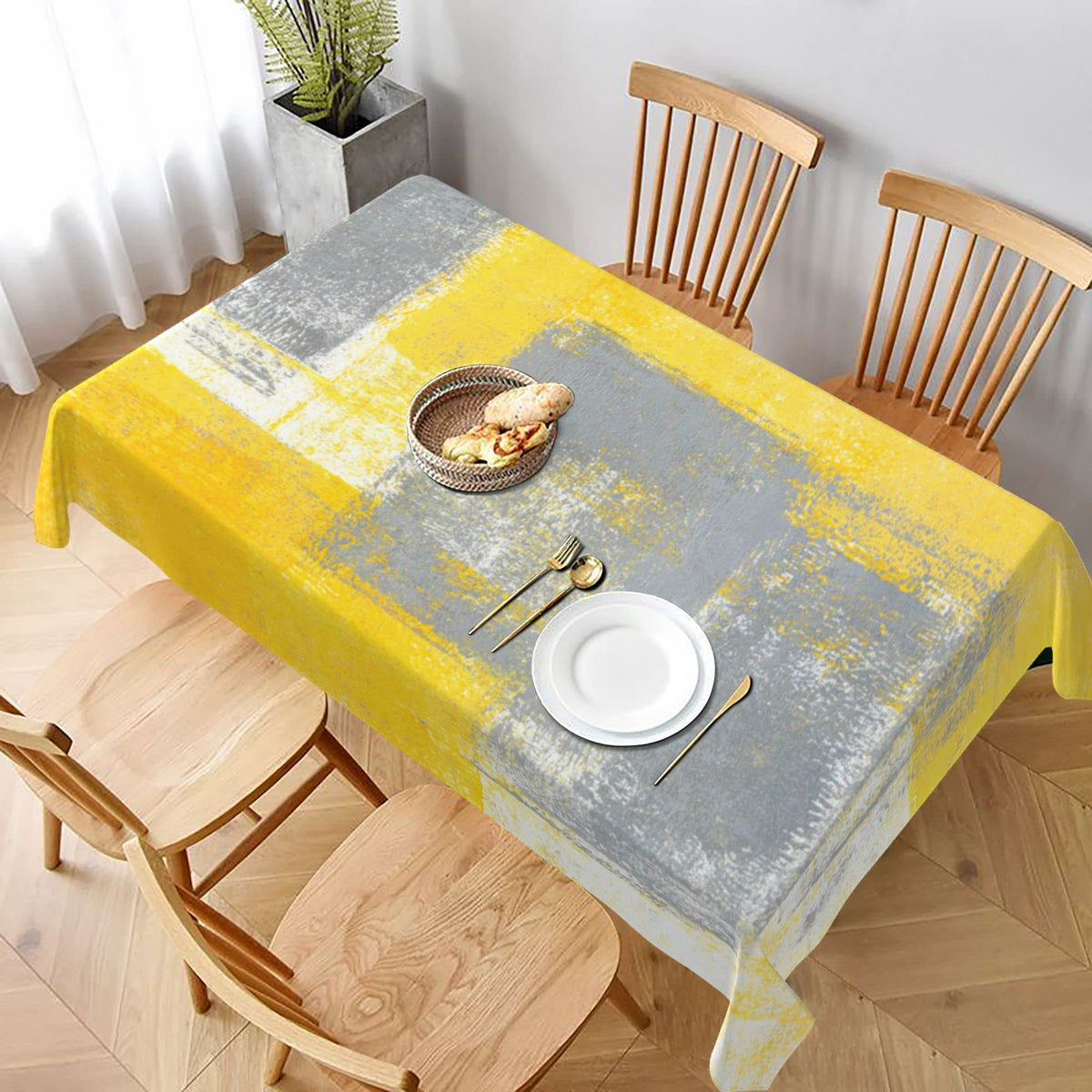 Teal and Grey Table Cloth Turquoise Tablecloth Rectangle Washable Table Cover for Decoration Kitchen Dining Room 60x90 Inch