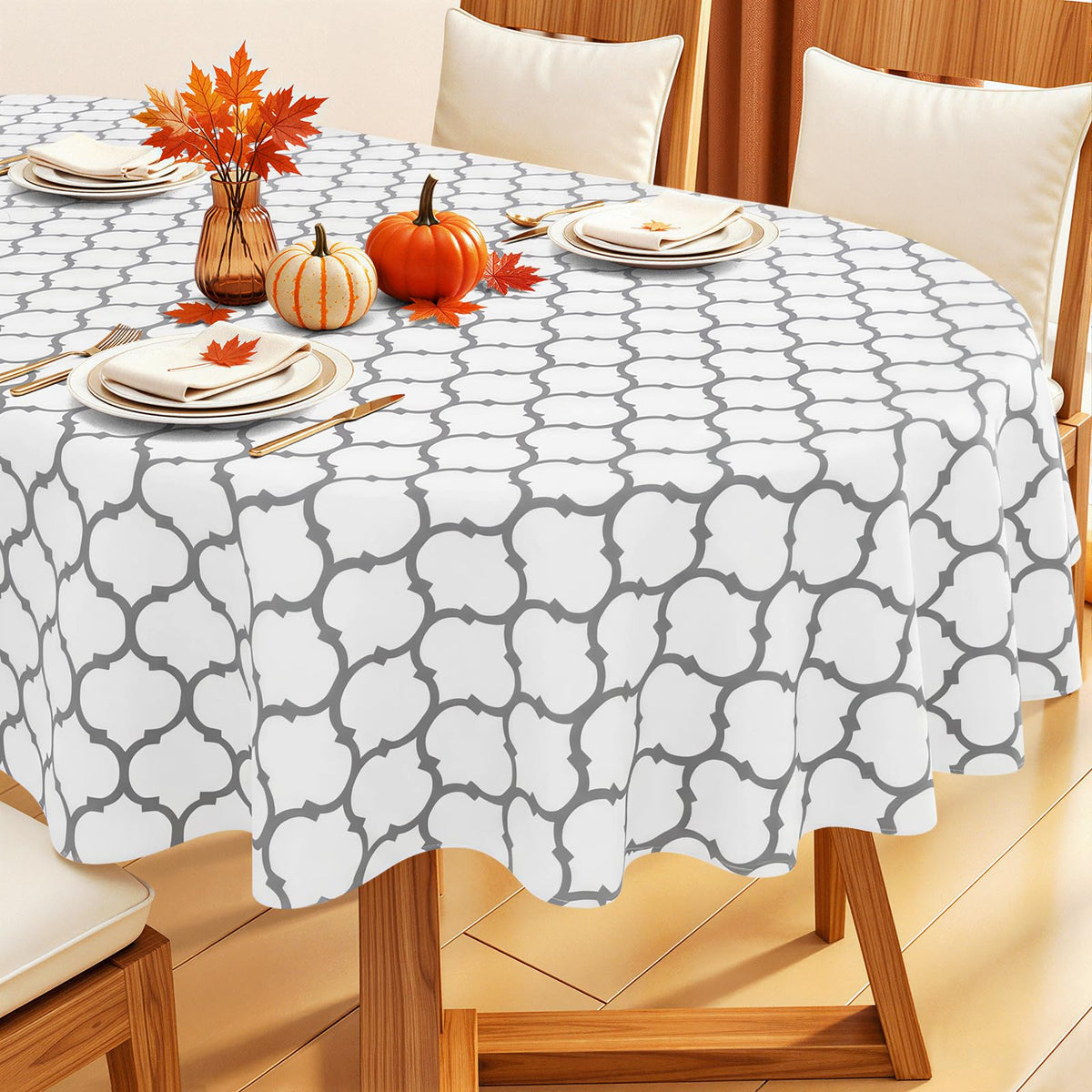 Smiry Rectangle Table Cloth, Flannel Backed Vinyl Tablecloth, 60"x84"
