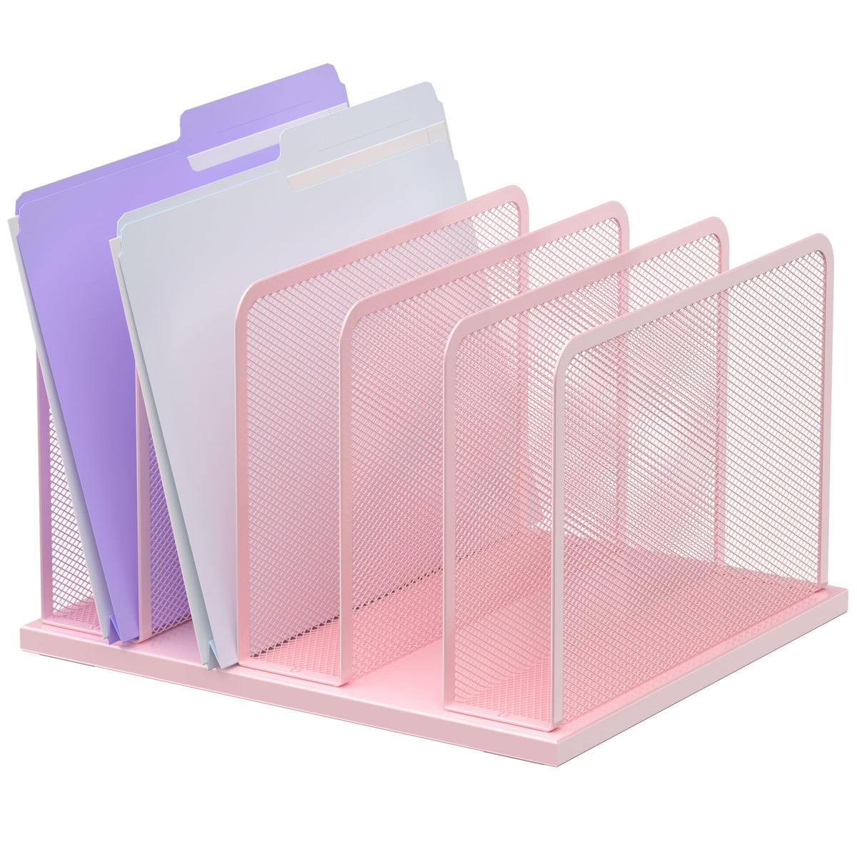 Kuntine.B Desk File Organizer Upright Mesh Desktop Organizer File Sorter Office Organization File Holder for Home, Office & Classroom (Black, 1 Pack 5-Section)