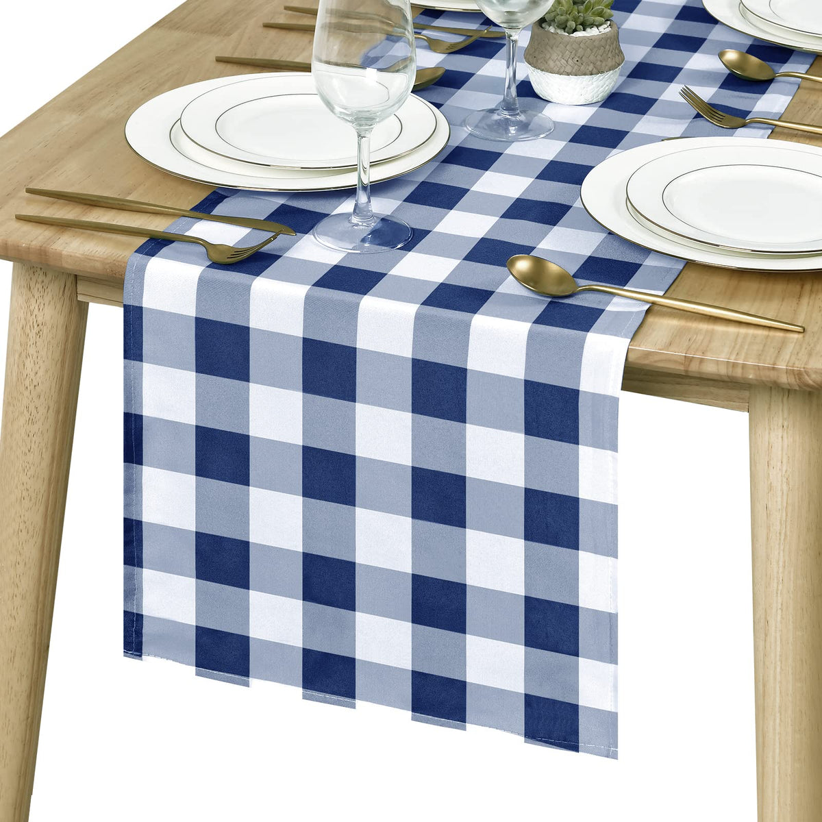 Hiasan 60 x 120 Inch Checkered Tablecloth Rectangle, Black and White
