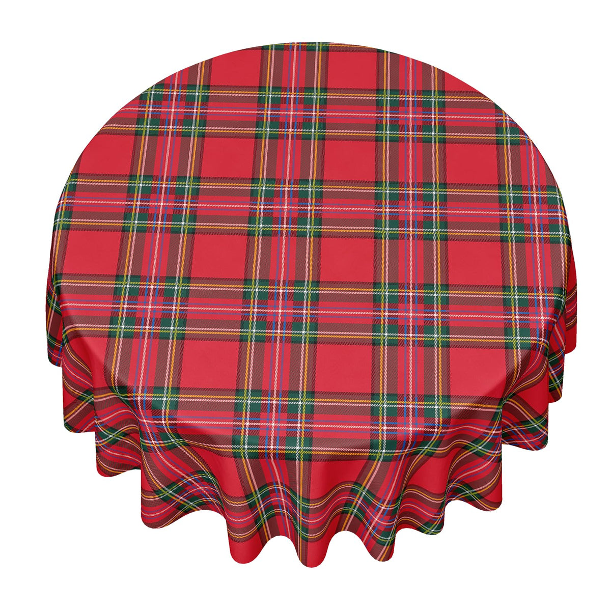 Red Tartan Christmas Tablecloth, 70 Inch Round Polyester Spill Resistant Decorative Table Cover, Classic Plaid Holiday Table Cloth for Christmas Party Farmhouse Dining Home Decor