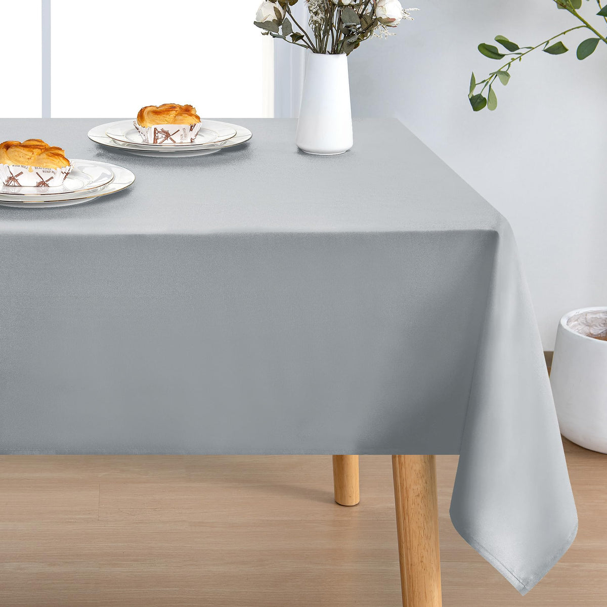 DWCN Rectangle Tablecloth - 60 x 84 Inch - Waterproof Stain and Wrinkle Resistant Washable Table Cloth, Decorative Fabric Table Cover for Kitchen Dining Room Party and Outdoor Use, Black