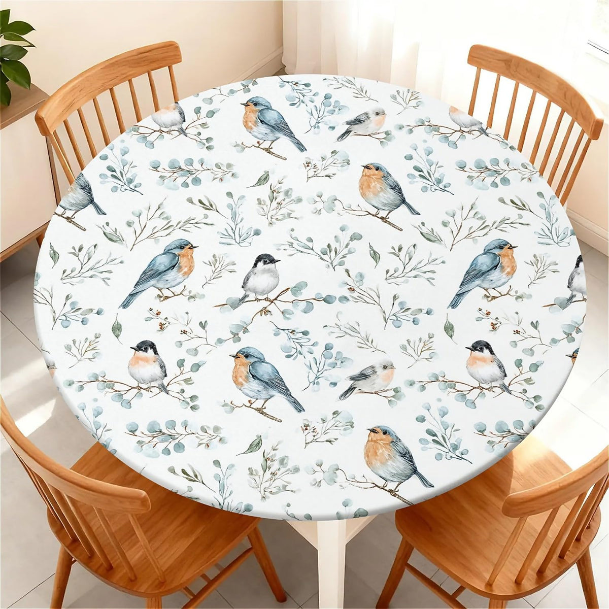 Round Fitted Tablecloth with Elastic Edge, Waterproof Stain Resistant Fabric Table Cover for 45"-48" Round Table, Indoor Outdoor Dining, Kitchen Decor, Camping, Party, Holiday, Black White Marble