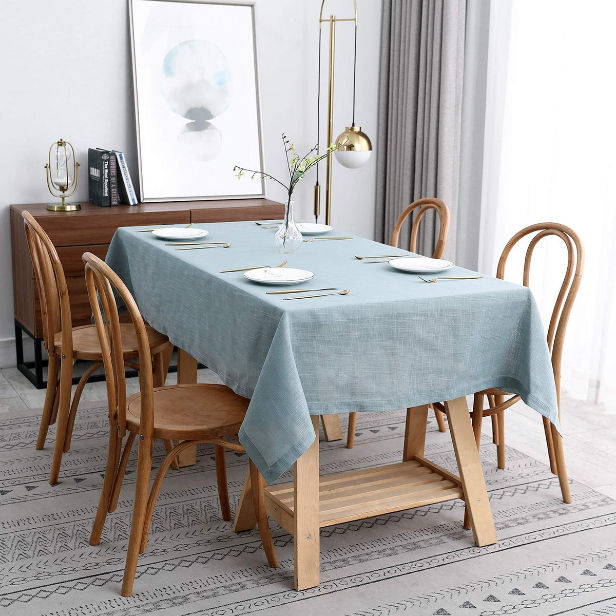 maxmill Flaxy Faux Linen Table Cloth with 2-Tone Slubby Texture Wrinkle Resistant Anti-Shrink Soft Tablecloth for Kitchen Dining Tabletop for Banquet Parties Rectangle 52 x 70 Inch Light Grey