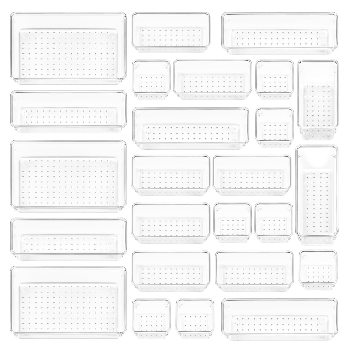 Vtopmart 25 Pack Plastic Drawer Organizers with Non-slip Rubber Pads