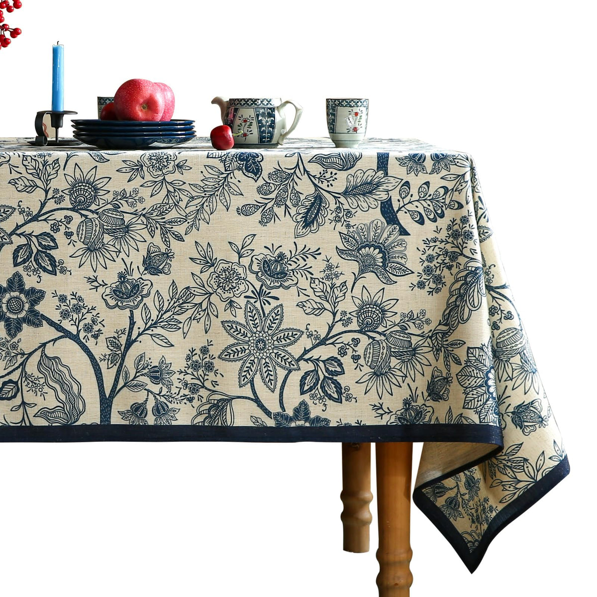 ISAENNE Designer Vintage Small Square Floral Tablecloth,55"x55"