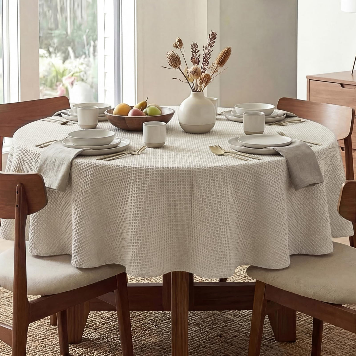 H.VERSAILTEX Rectangle Tablecloth Waffle Textured Waterproof Table Cloth Stain Resistant Wrinkle Free Washable Decorative Table Cover for Dining, Kitchen, Wedding and Parties (54x108 Inch,Taupe)