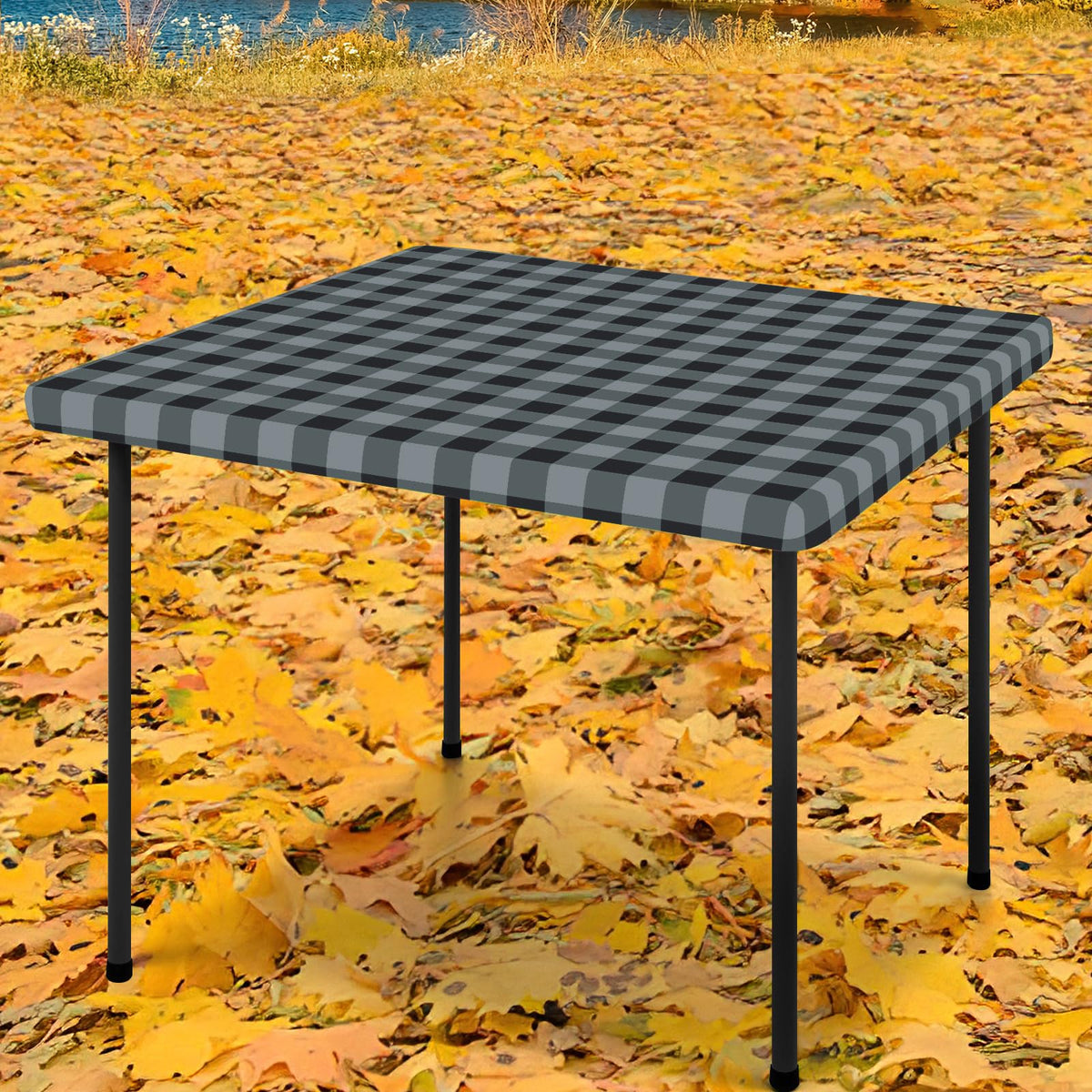 Smiry 6 Foot Picnic Table Cloth, Flannel Backed Fitted Vinyl tablecloths