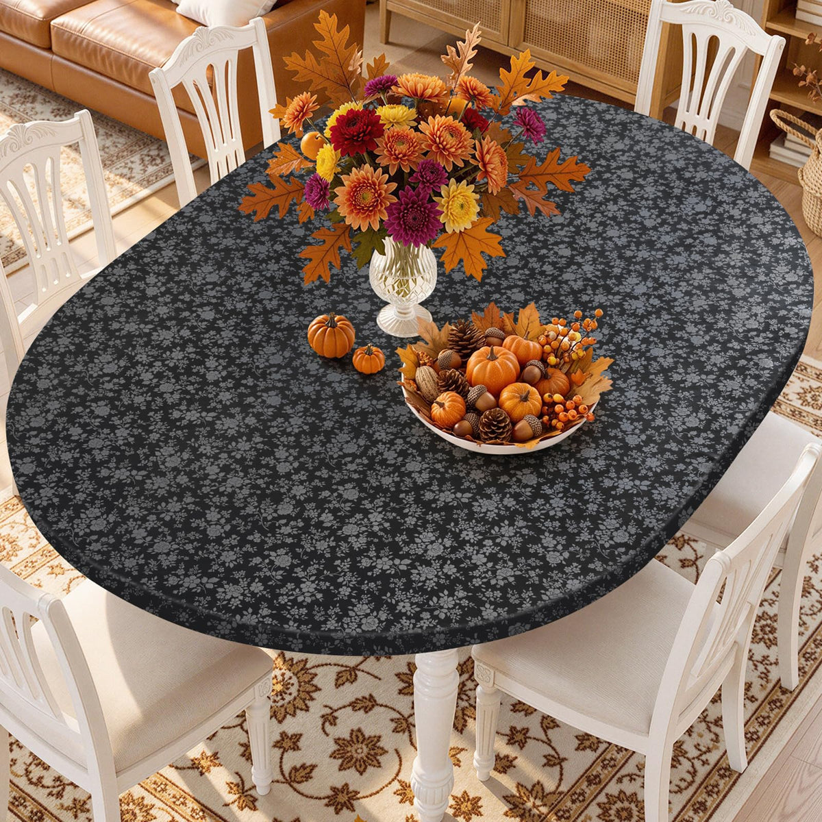 Smiry Waterproof Heavy Duty Vinyl Fitted Tablecloth for 36"-44" Round Table