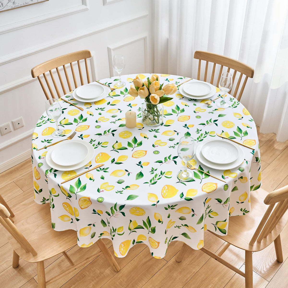 Round Tablecloth 70 Inches Red Brown Buffalo Plaid Winter Table Cloth - Polyester Checkered Gingham Christmas Table Cover Reusable Water Resistant for Fall Thanksgiving Holiday Party Kitchen Dinning