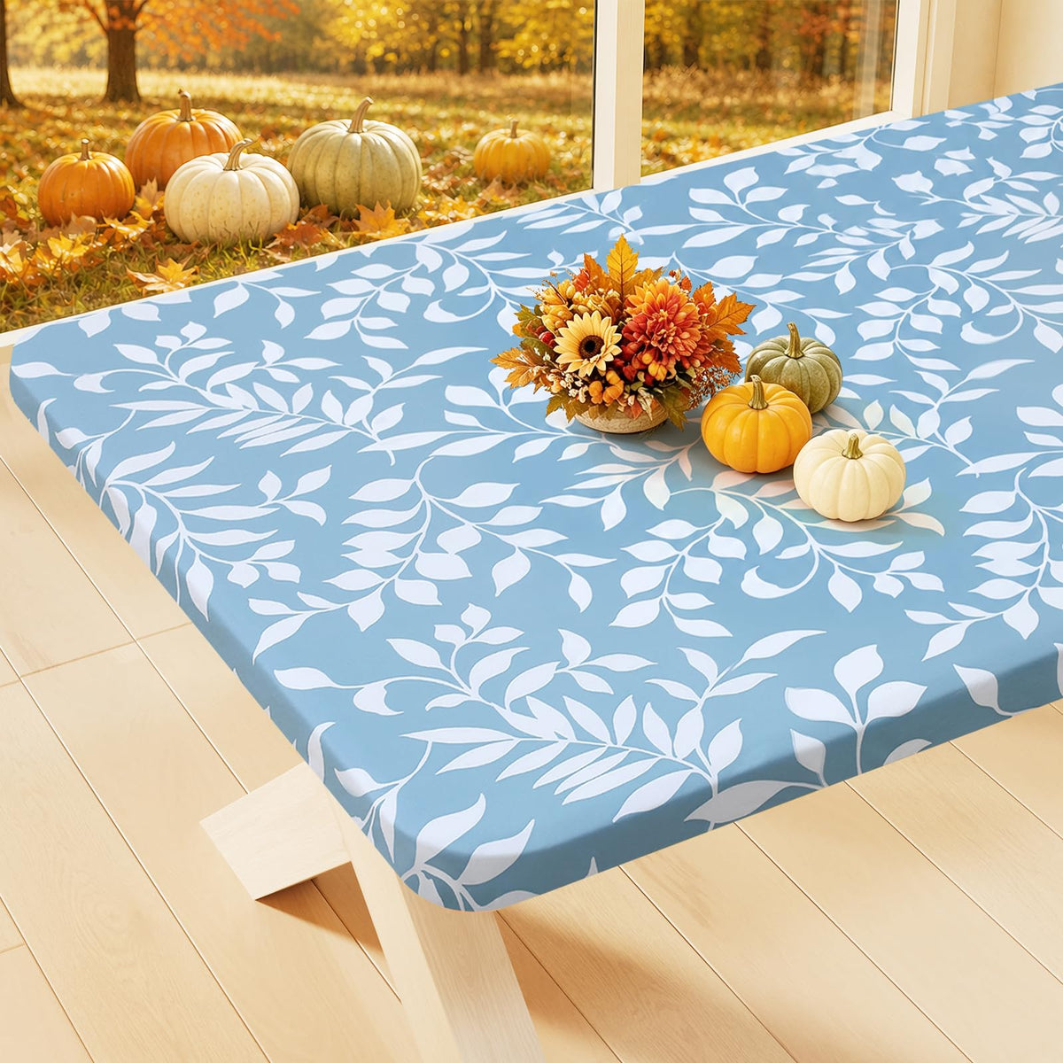 Smiry Rectangle Table Cloth, Waterproof Plastic Table Cover for 6FT Tables