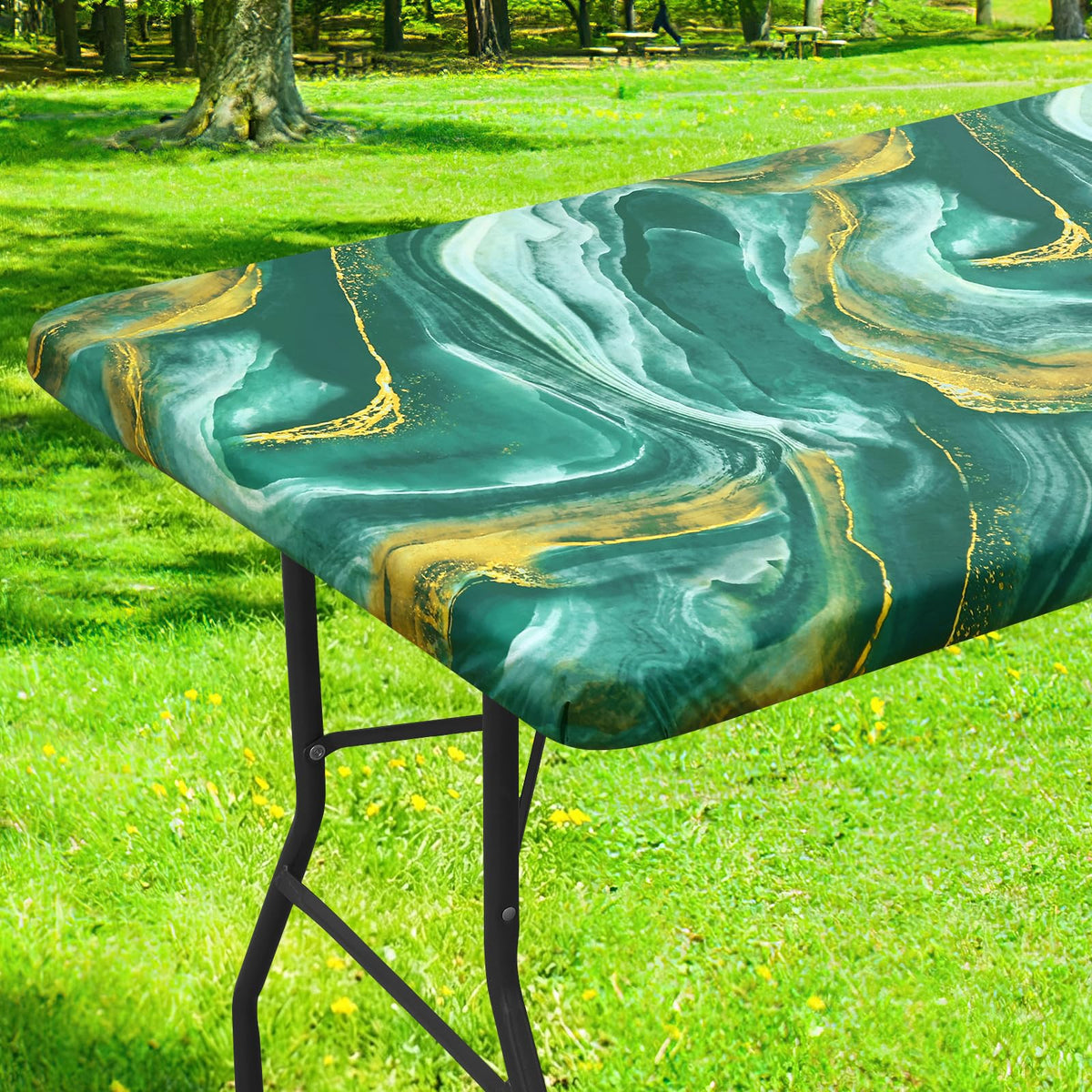 Smiry Rectangle Table Cloth, Waterproof Plastic Table Cover for 6FT Tables