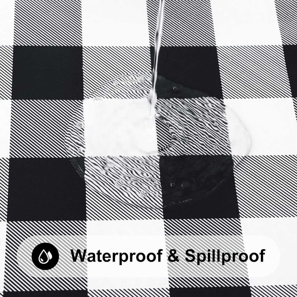 Smiry 6 Foot Picnic Table Cloth, Flannel Backed Fitted Vinyl tablecloths
