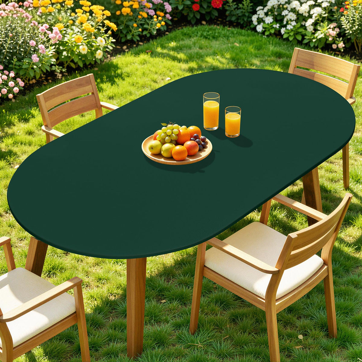 Moosfor Spandex Round Tablecloth, Fitted Table Cloth for 45"-56" Tables