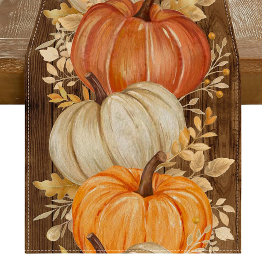 RABUSOFA Fall Table Runner 13x90 Inch Orange Pumpkins Fall Decor for Home