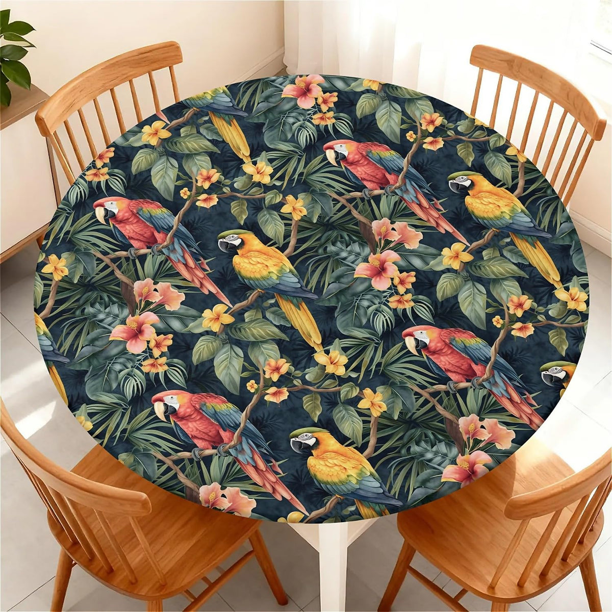Round Fitted Tablecloth with Elastic Edge, Waterproof Stain Resistant Fabric Table Cover for 45"-48" Round Table, Indoor Outdoor Dining, Kitchen Decor, Camping, Party, Holiday, Black White Marble