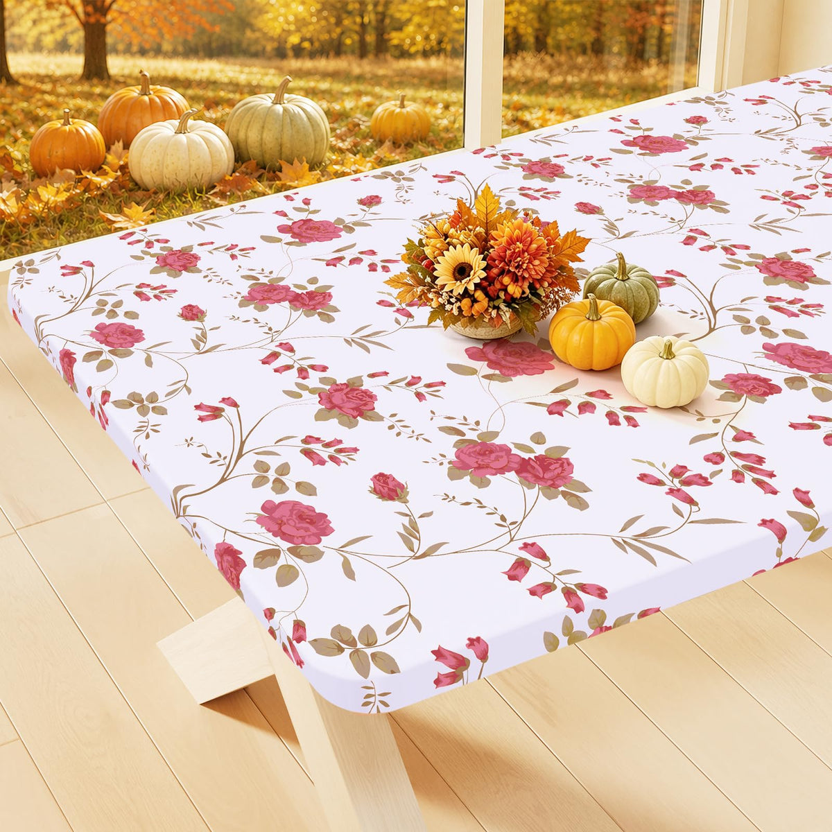 Smiry Rectangle Table Cloth, Waterproof Plastic Table Cover for 6FT Tables