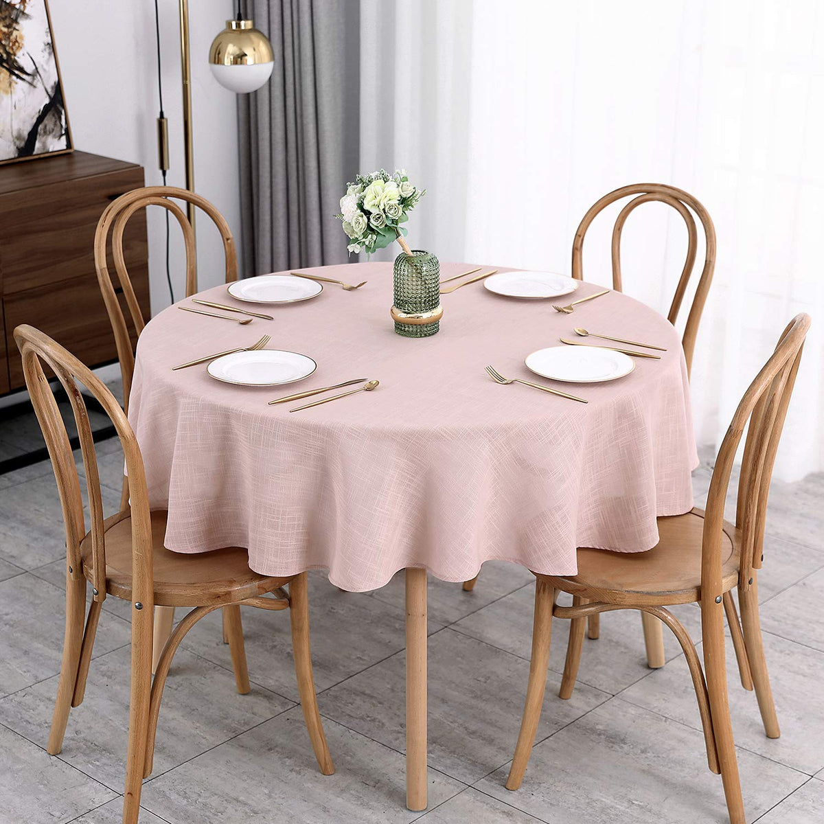maxmill Flaxy Faux Linen Table Cloth with 2-Tone Slubby Texture Wrinkle Resistant Anti-Shrink Soft Tablecloth for Kitchen Dining Tabletop for Banquet Parties Rectangle 52 x 70 Inch Light Grey