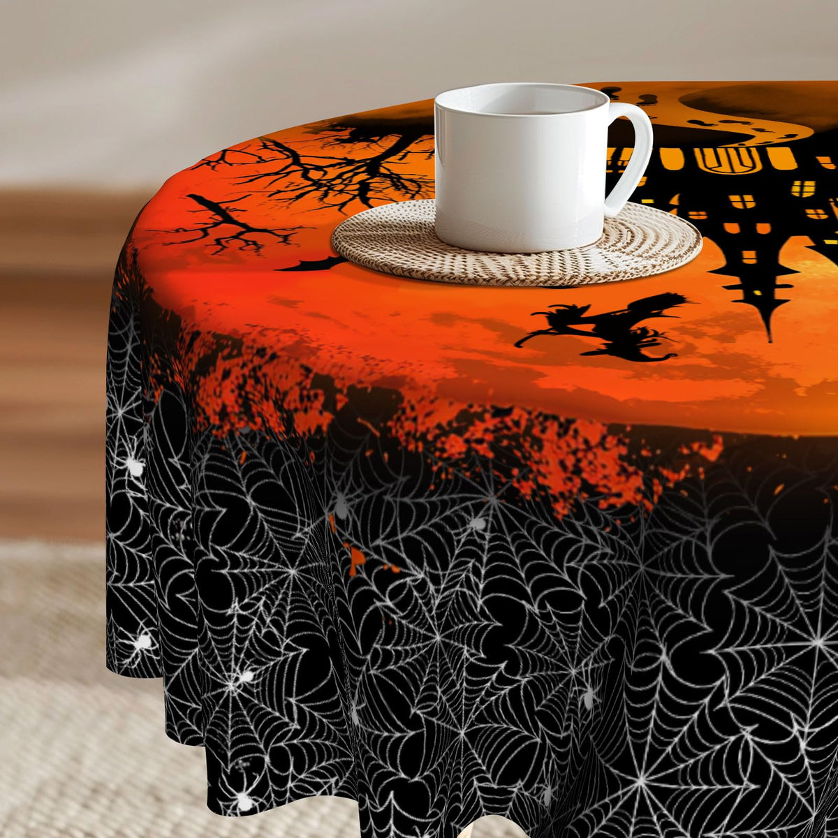 Imiss Floral Round Tablecloth Durable Washable Table Cover Bohemian Blue Red Floral Branches Decorative Farmhouse Table Cloth 60 Inch for Kitchen Dining Party Camping