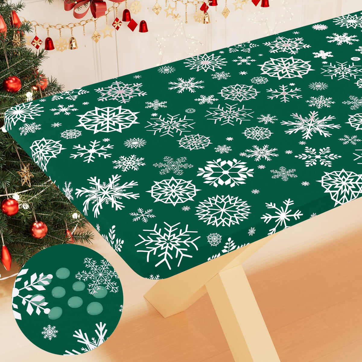 Smiry Rectangle Table Cloth, Waterproof Plastic Table Cover for 6FT Tables