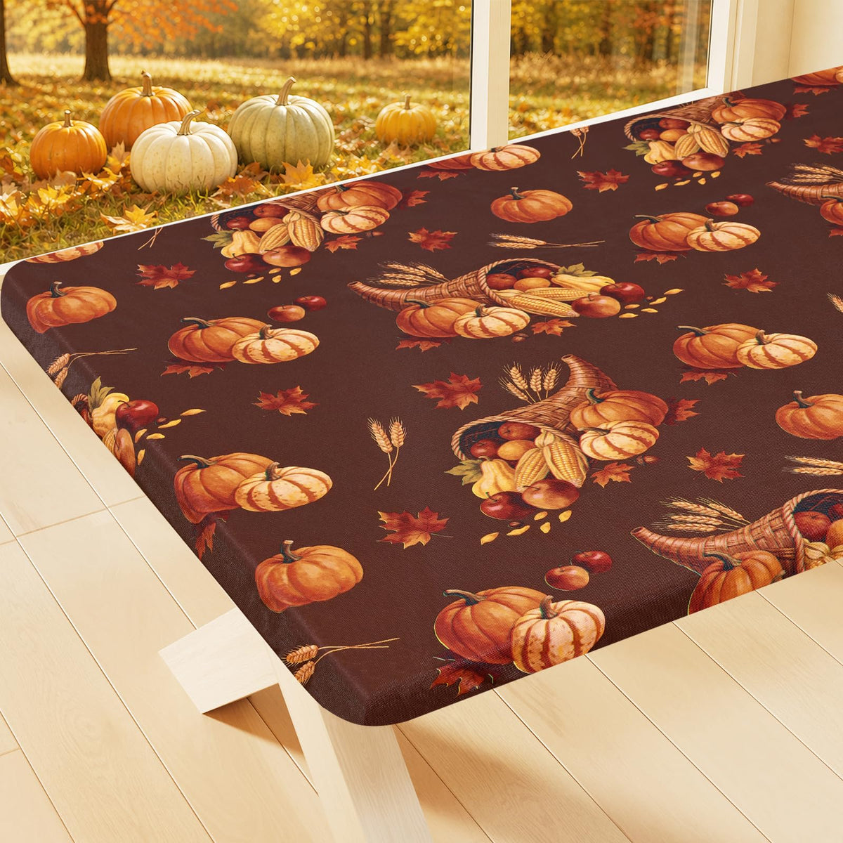 Smiry Rectangle Table Cloth, Waterproof Plastic Table Cover for 6FT Tables