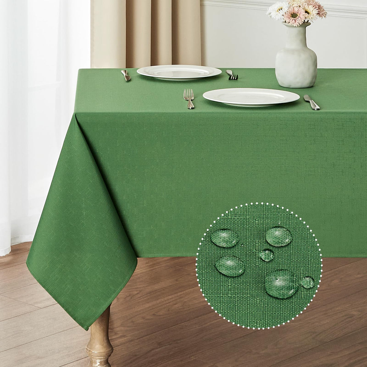 Veblandy Faux Linen Rectangle Tablecloth Waterproof 52x70 inch Table Cloth Stain and Wrinkle Resistant Washable, Decorative Fabric Table Cover for Dining, Kitchen, Wedding and Parties, Coffee