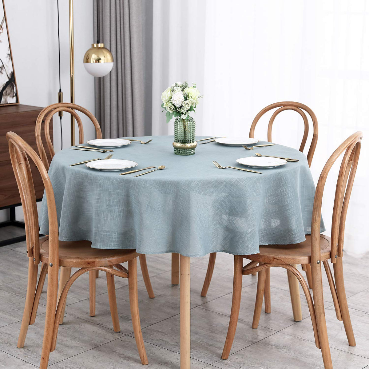 maxmill Flaxy Faux Linen Table Cloth with 2-Tone Slubby Texture Wrinkle Resistant Anti-Shrink Soft Tablecloth for Kitchen Dining Tabletop for Banquet Parties Rectangle 52 x 70 Inch Light Grey