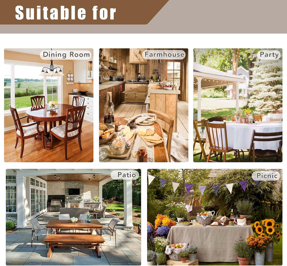Fitable 2 Pack Beige Faux Linen Tablecloths Rectangle 60x102 Inch