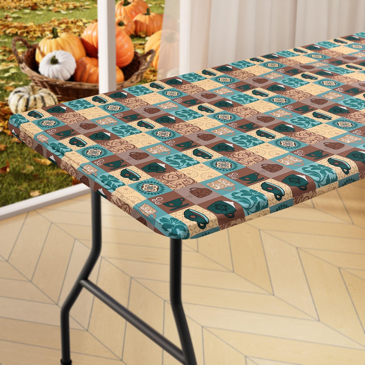homing Rectangle Table Cloth Cover 6 Foot Black Elastic Fitted Tablecloth