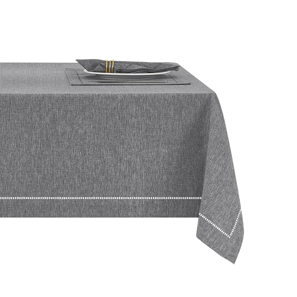 Flaxen 52x70 Rectangle Polyester Linen Farmhouse Tablecloth