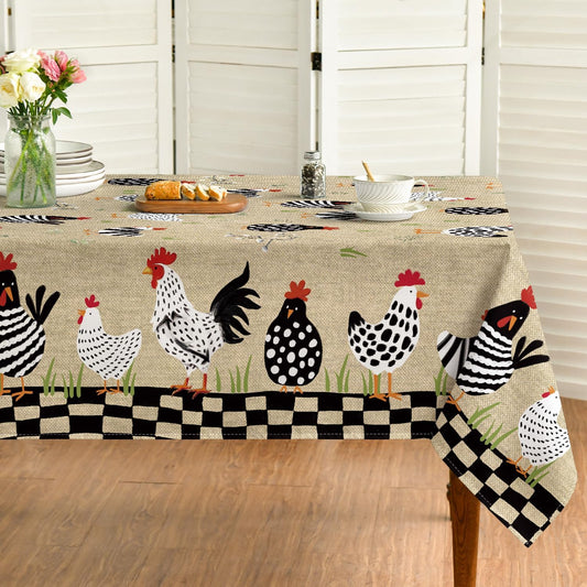 Horaldaily Rooster Rustic Country Tablecloth 60×84 Inch Rectangular