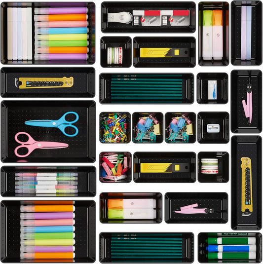 Vtopmart 25 Pack Plastic Drawer Organizers with Non-slip Rubber Pads