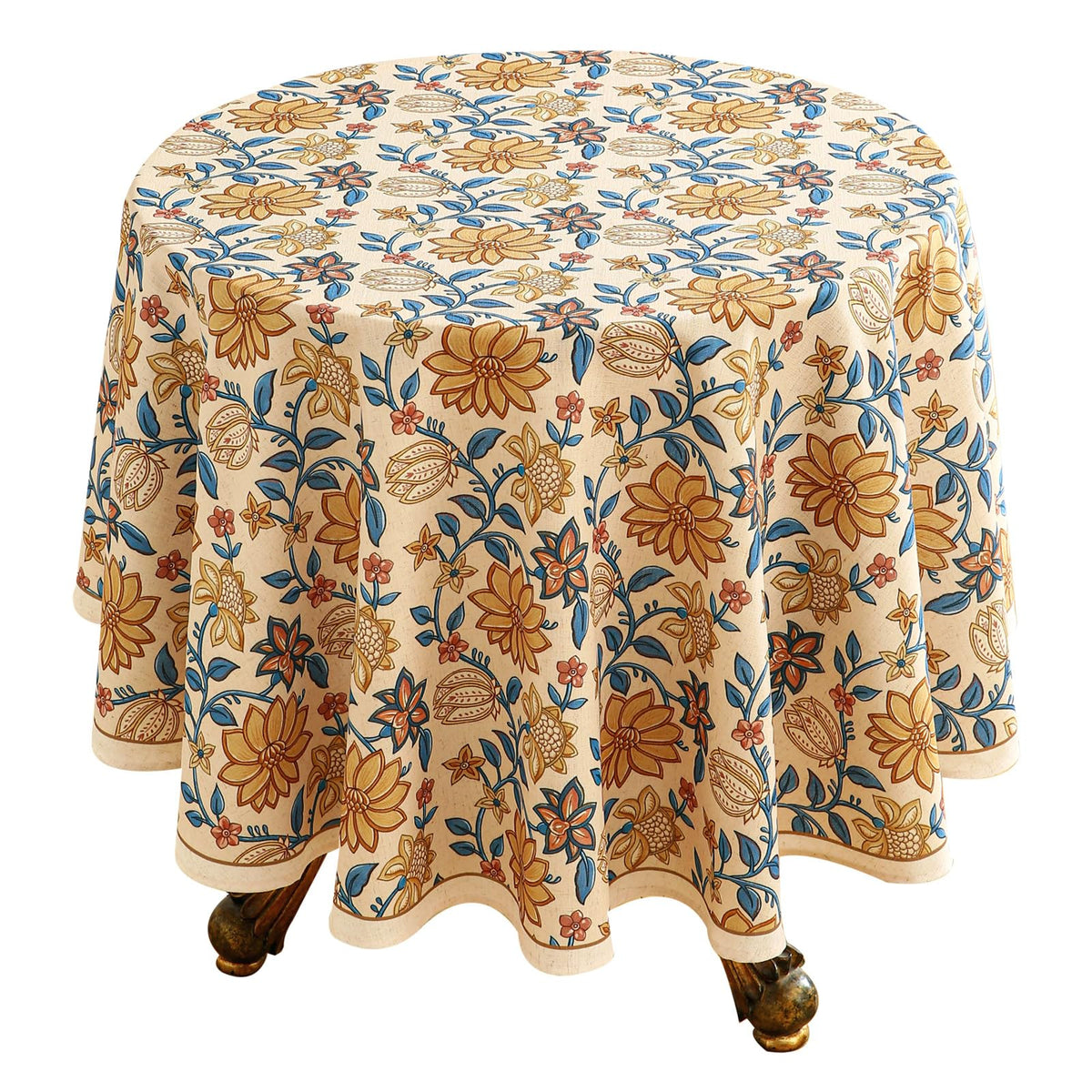 ISAENNE Designer Vintage Square Large Floral Tablecloth,67"x67"