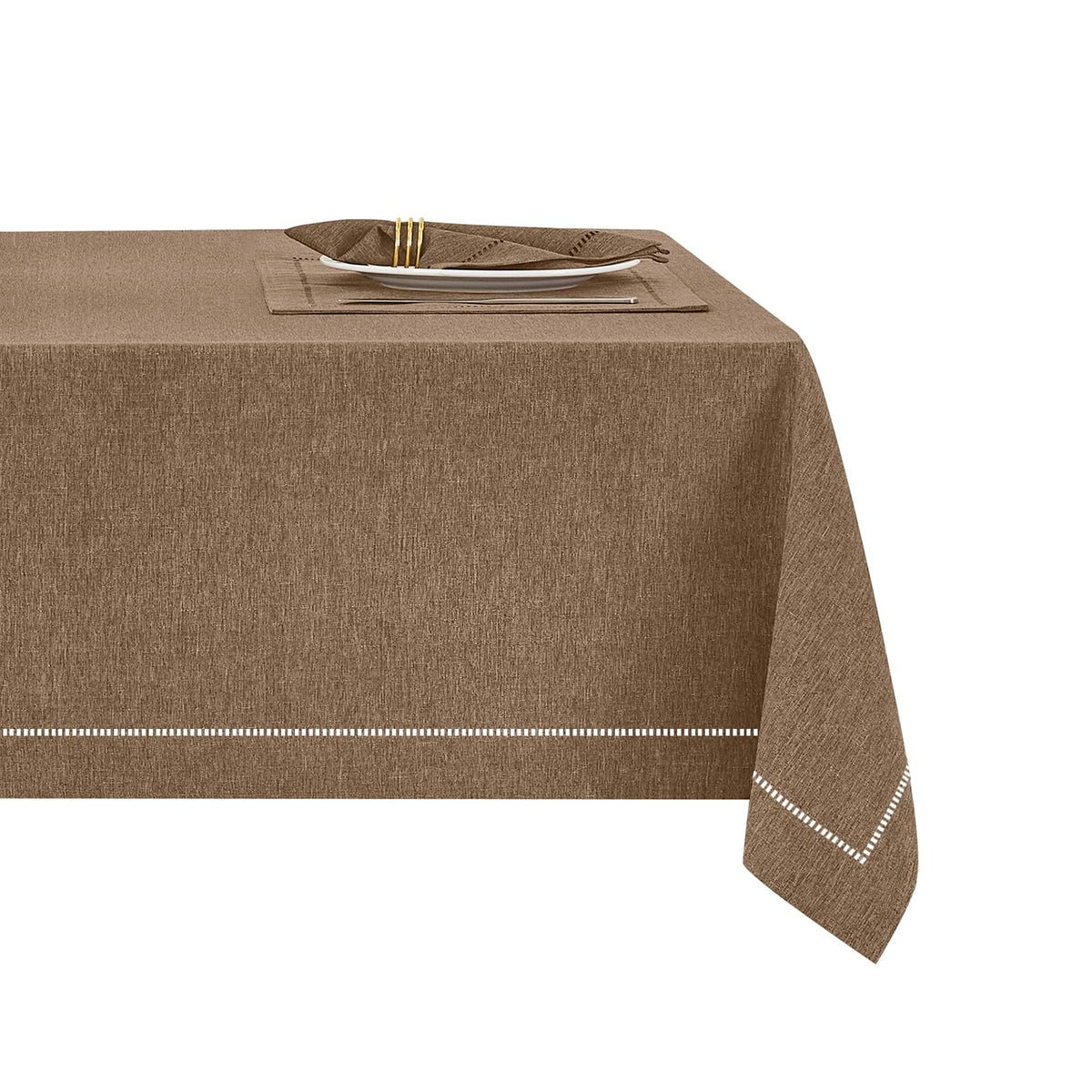 Flaxen 52x70 Rectangle Polyester Linen Farmhouse Tablecloth