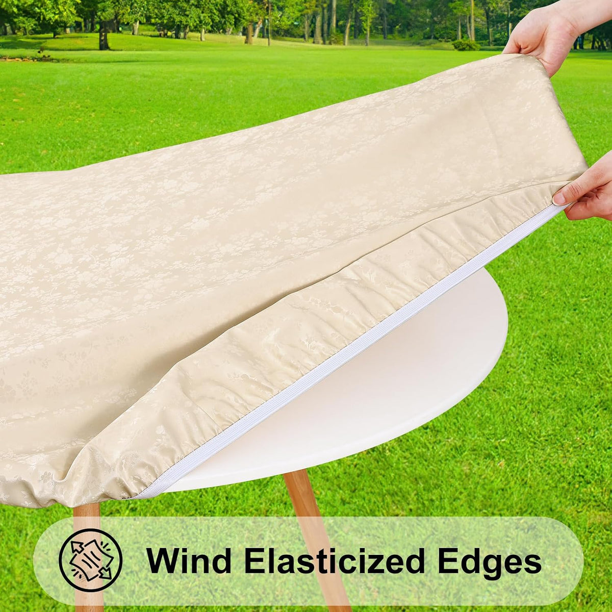 Smiry Waterproof Heavy Duty Vinyl Fitted Tablecloth for 36"-44" Round Table