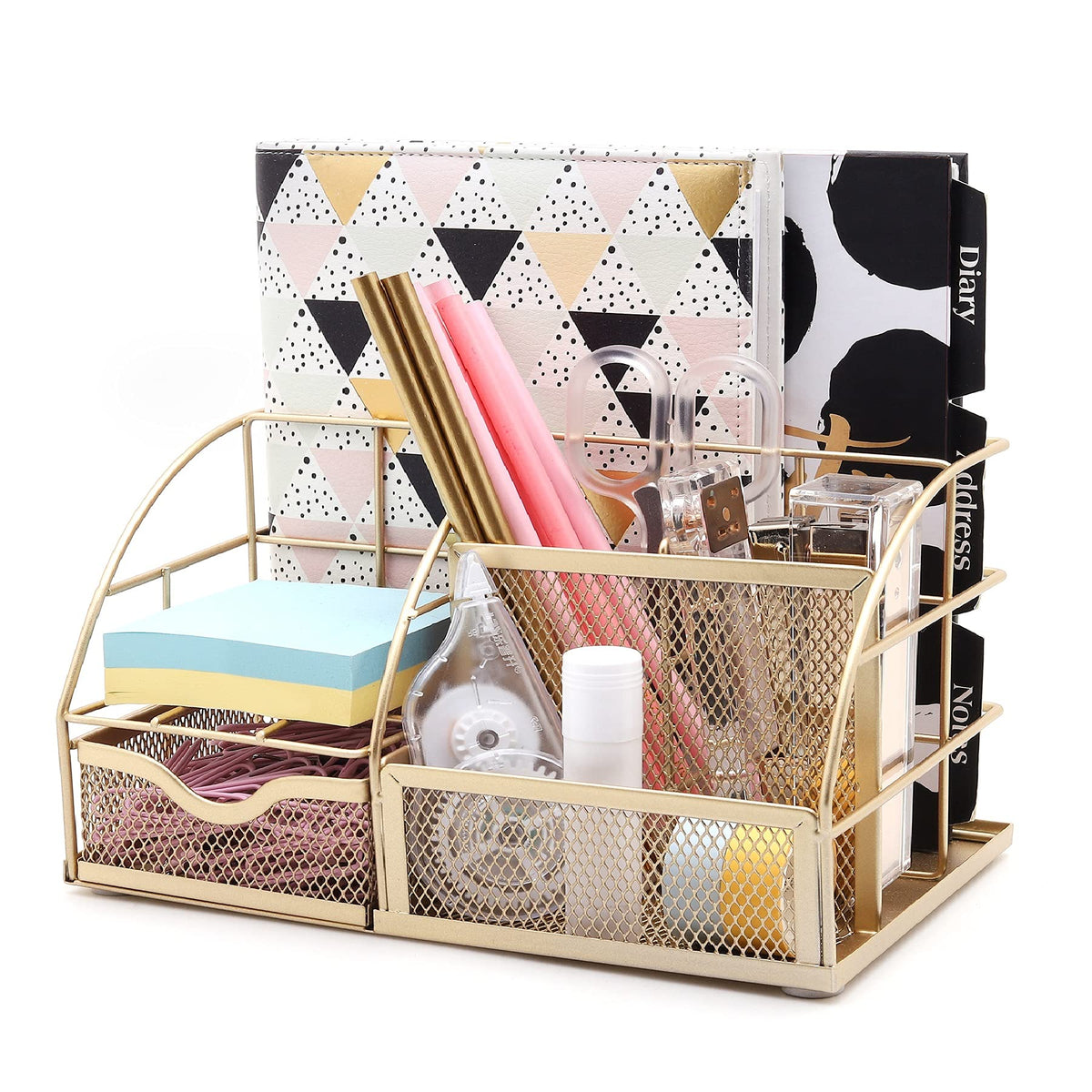 Exerz Desk Organizer 7 Compartment Pencil Holder Office Tidy Caddy Black
