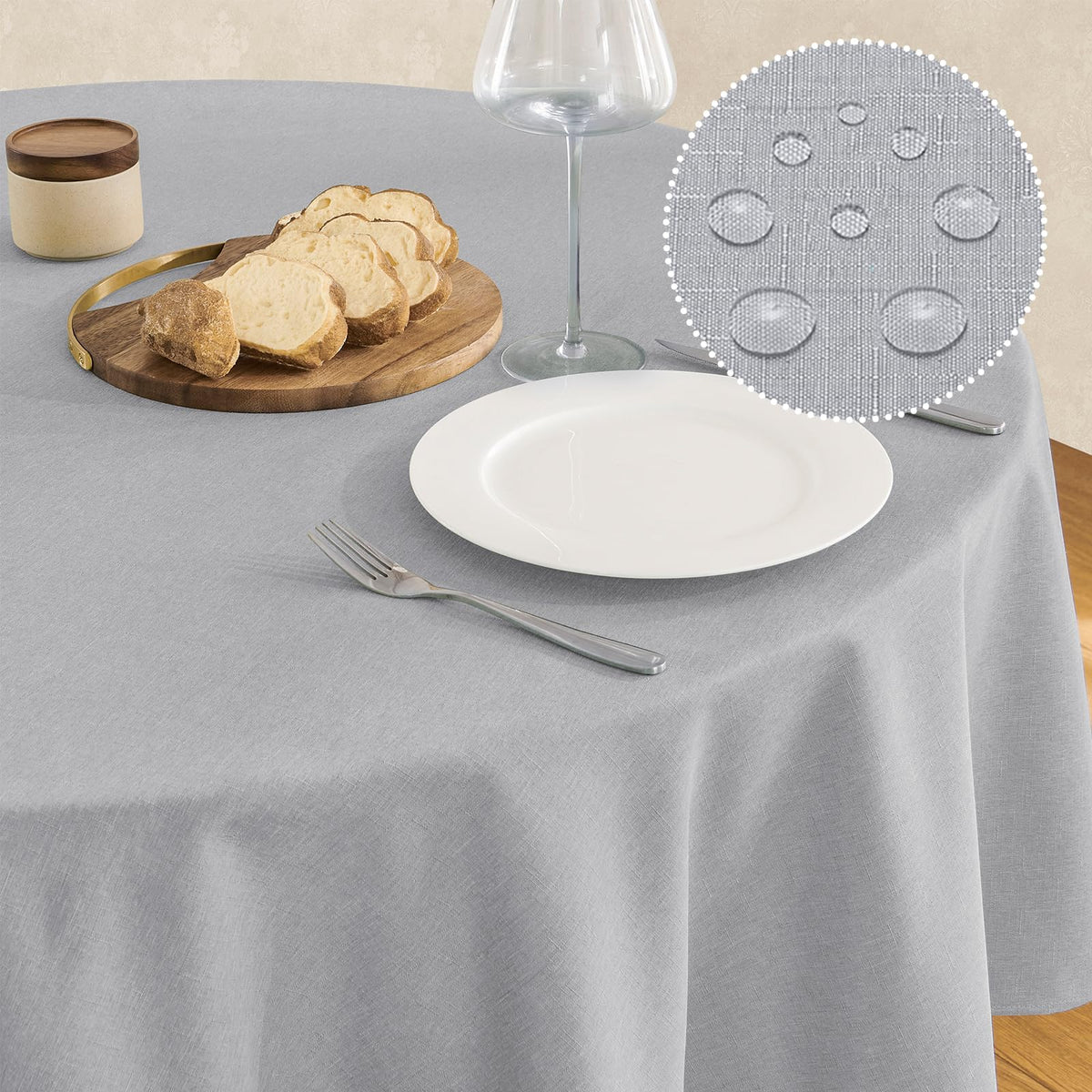 Veblandy Faux Linen Rectangle Tablecloth Waterproof 52x70 inch Table Cloth Stain and Wrinkle Resistant Washable, Decorative Fabric Table Cover for Dining, Kitchen, Wedding and Parties, Coffee