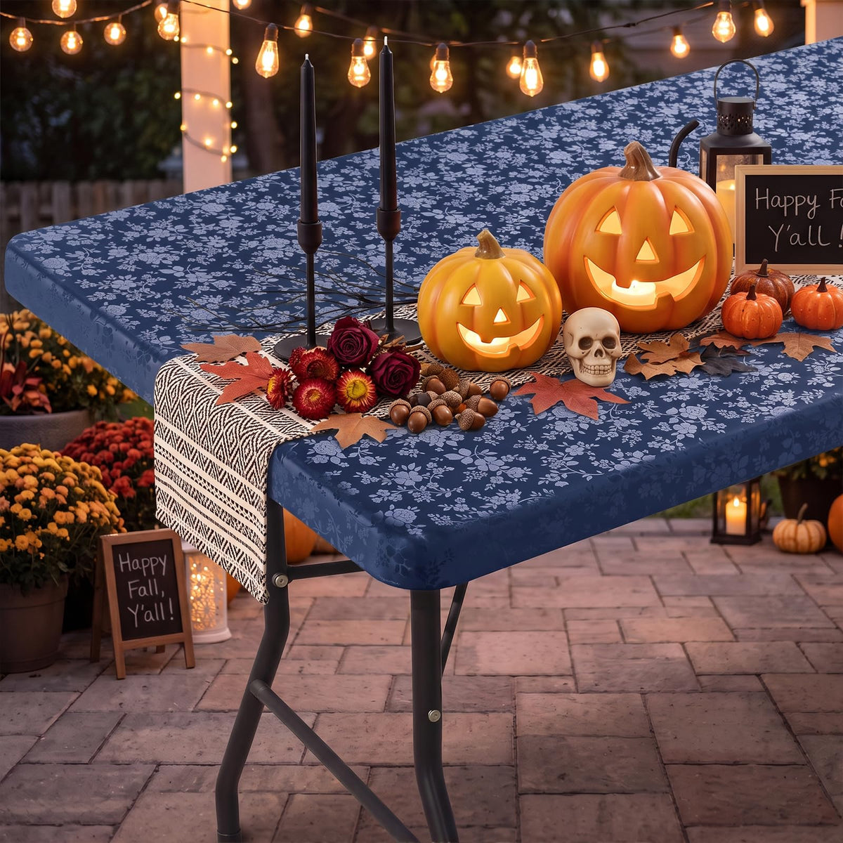 Smiry Heavy Duty Vinyl Fitted Tablecloths for 6 Foot Rectangle Tables