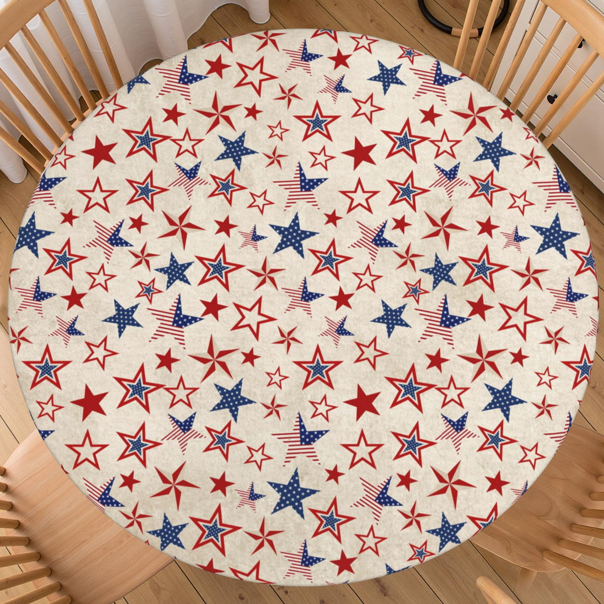 Fall Round Fitted Tablecloth with Elastic Edge Orange Blue White Thanksgiving Pumpkin Table Cover 40-44 Inch Autumn Leaf Washable Table Cloth for Kitchen Dining Room Party Decor