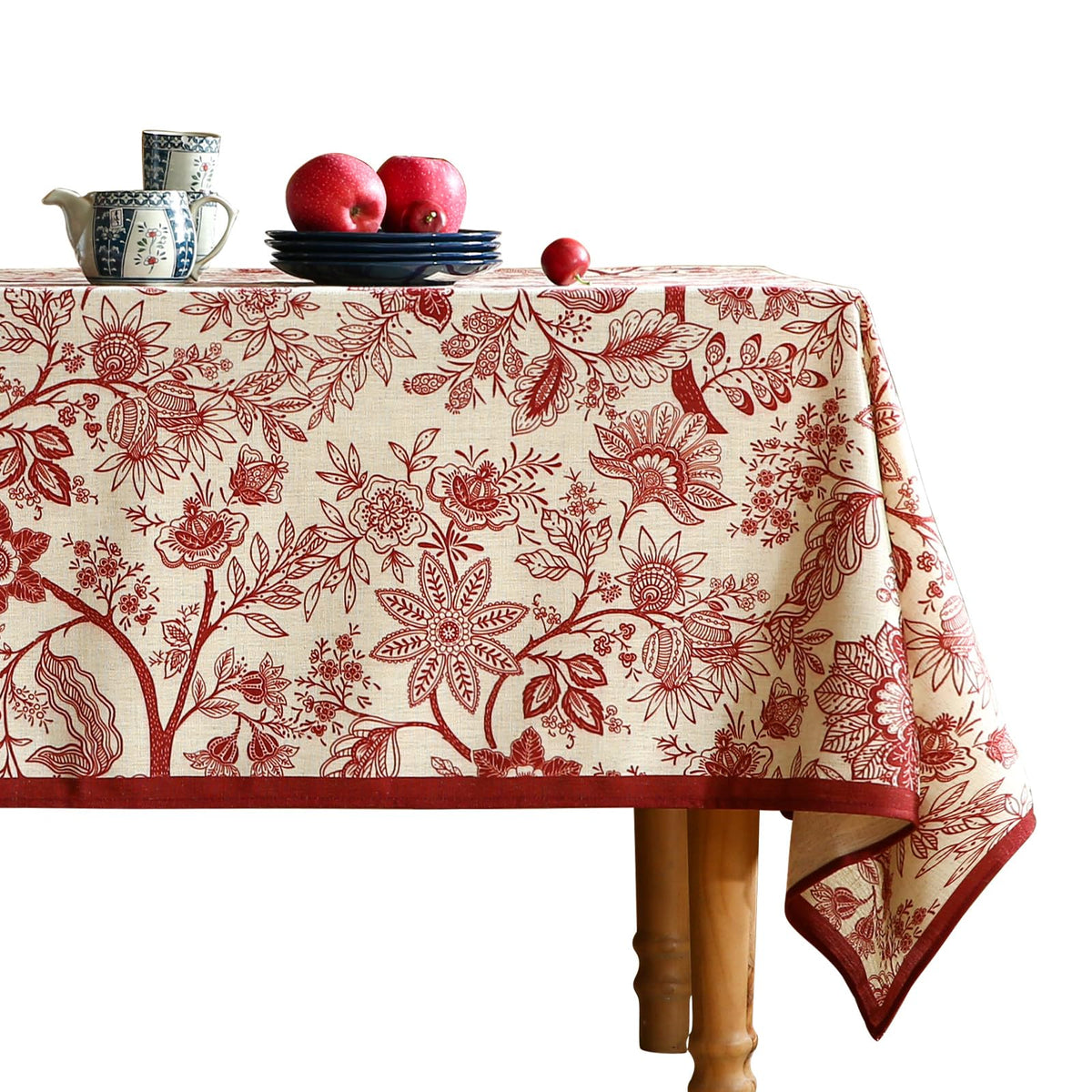 ISAENNE Designer Vintage Square Large Floral Tablecloth,67"x67"