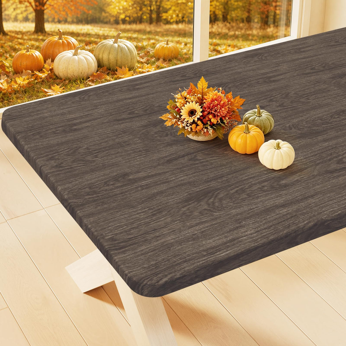 Smiry Rectangle Table Cloth, Waterproof Plastic Table Cover for 6FT Tables