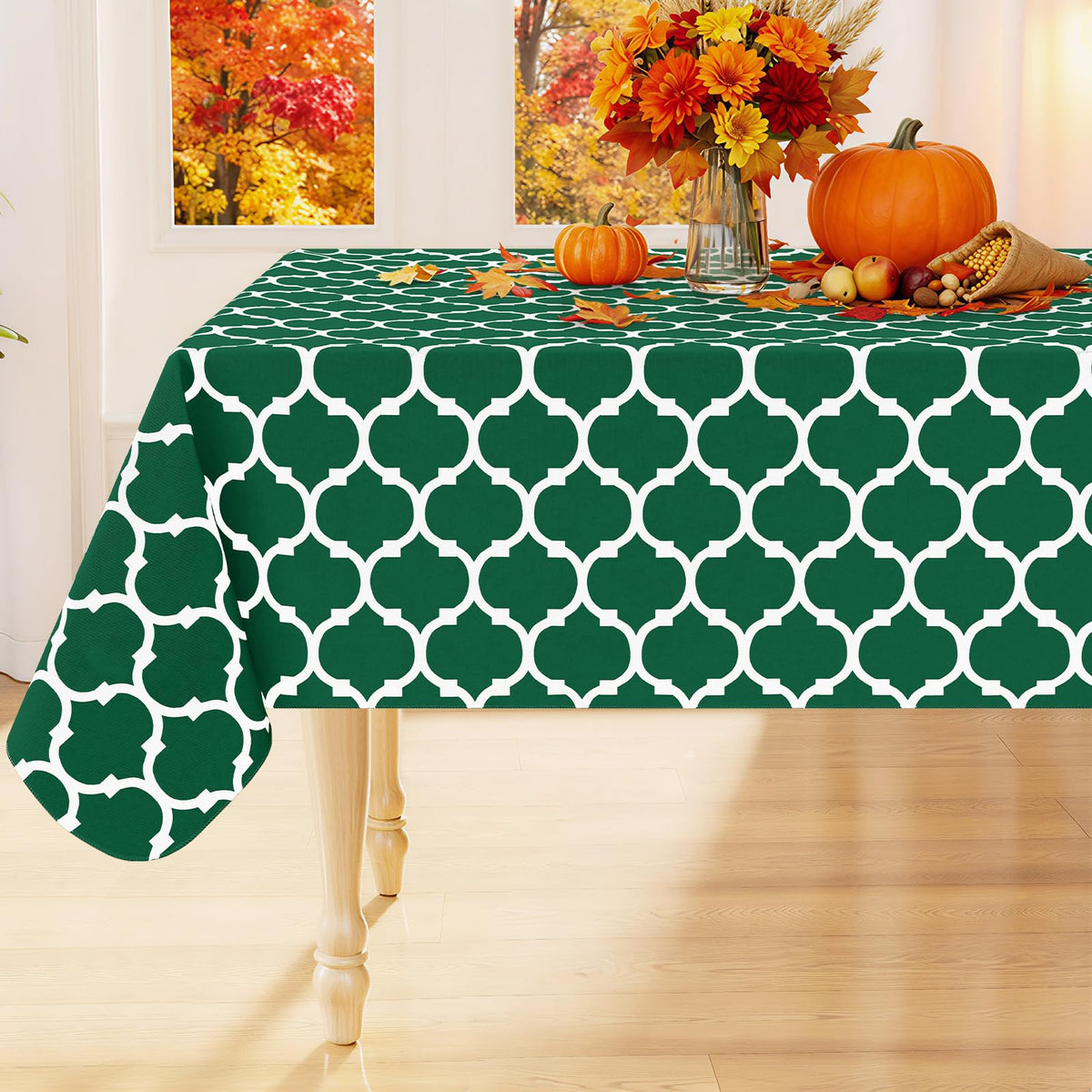 Smiry Rectangle Table Cloth, Flannel Backed Vinyl Tablecloth, 60"x84"