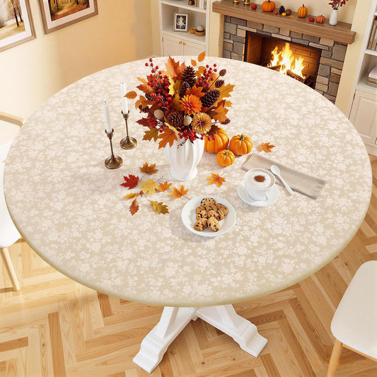 Smiry Waterproof Heavy Duty Vinyl Fitted Tablecloth for 36"-44" Round Table