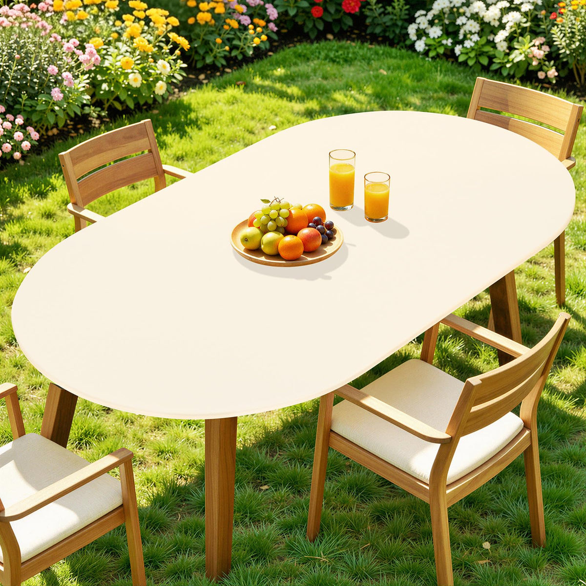 Moosfor Spandex Round Tablecloth, Fitted Table Cloth for 45"-56" Tables