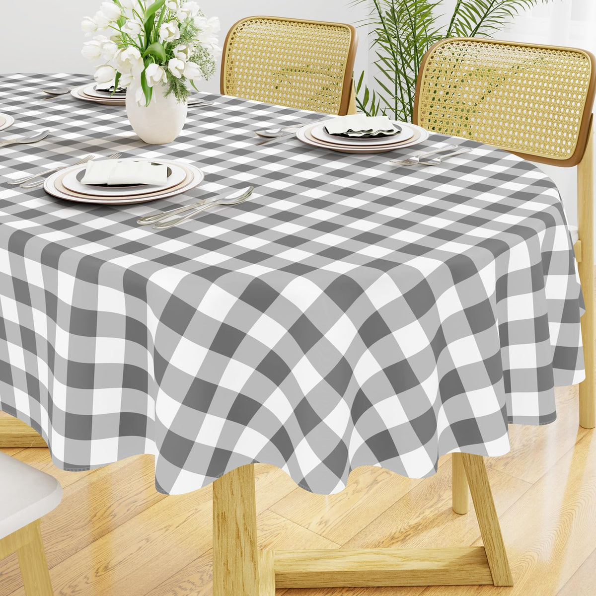 Smiry Fall Tablecloth, Flannel Backed Vinyl Table Cloth, 60"x84"