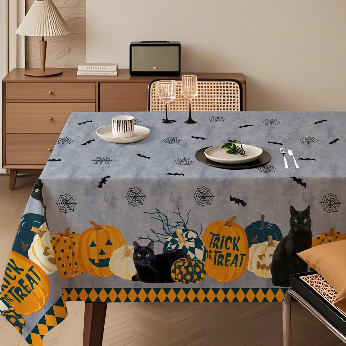 Summer Spring Tablecloth – Waterproof, Stain Resistant, Eucalyptus Floral Design for Dining, Kitchen, Outdoor, Picnic, Easy Clean, Vibrant and Durable Boho Home Decor, W60 x L84
