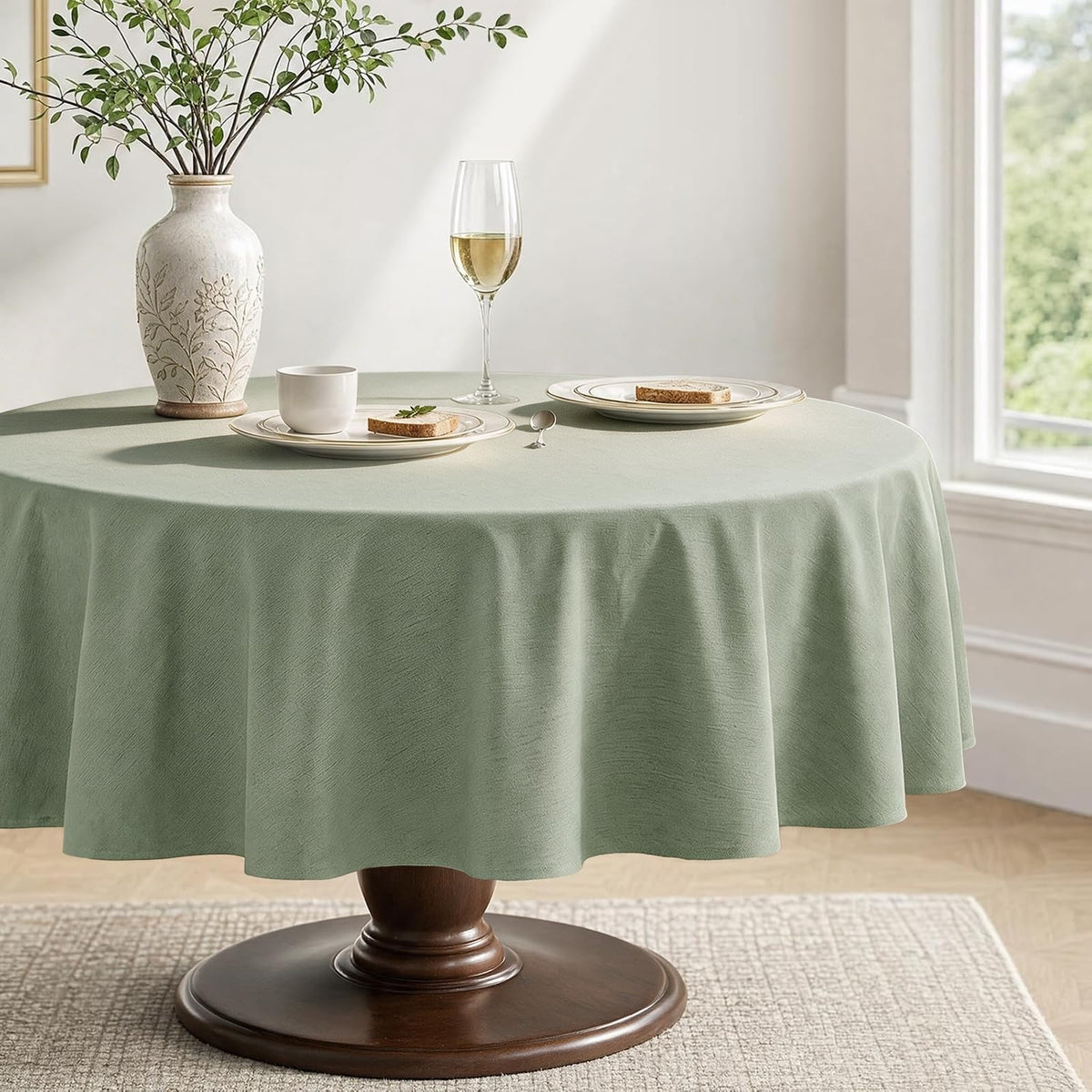 Veblandy Faux Linen Rectangle Tablecloth Waterproof 52x70 inch Table Cloth Stain and Wrinkle Resistant Washable, Decorative Fabric Table Cover for Dining, Kitchen, Wedding and Parties, Coffee