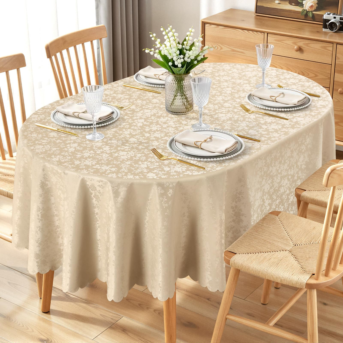 Smiry Rectangle Waterproof Heavy Duty Vinyl Tablecloths, 52 x 70 Inch