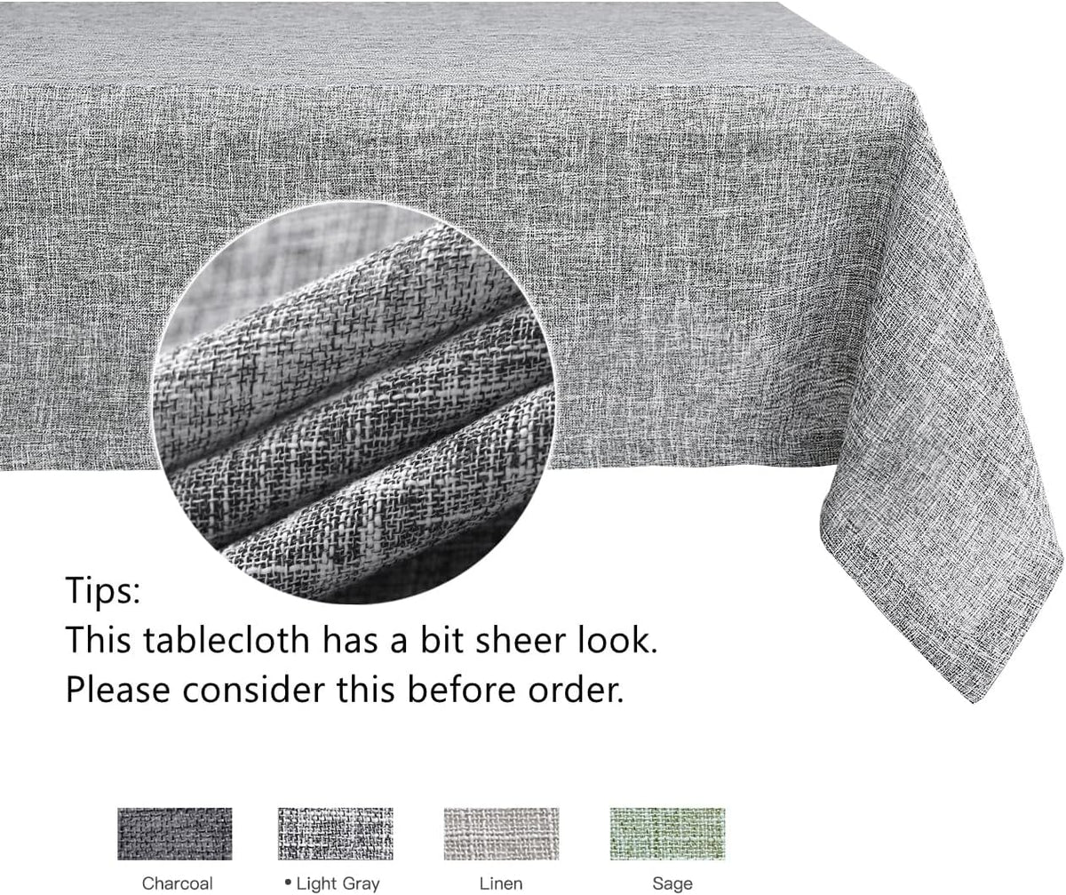 maxmill Flaxy Faux Linen Table Cloth with 2-Tone Slubby Texture Wrinkle Resistant Anti-Shrink Soft Tablecloth for Kitchen Dining Tabletop for Banquet Parties Rectangle 52 x 70 Inch Light Grey